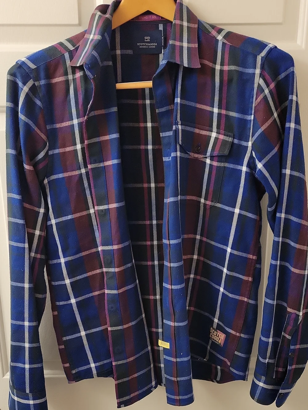 Scotch & Soda Navy and Burgundy Plaid Button-Down Shirt